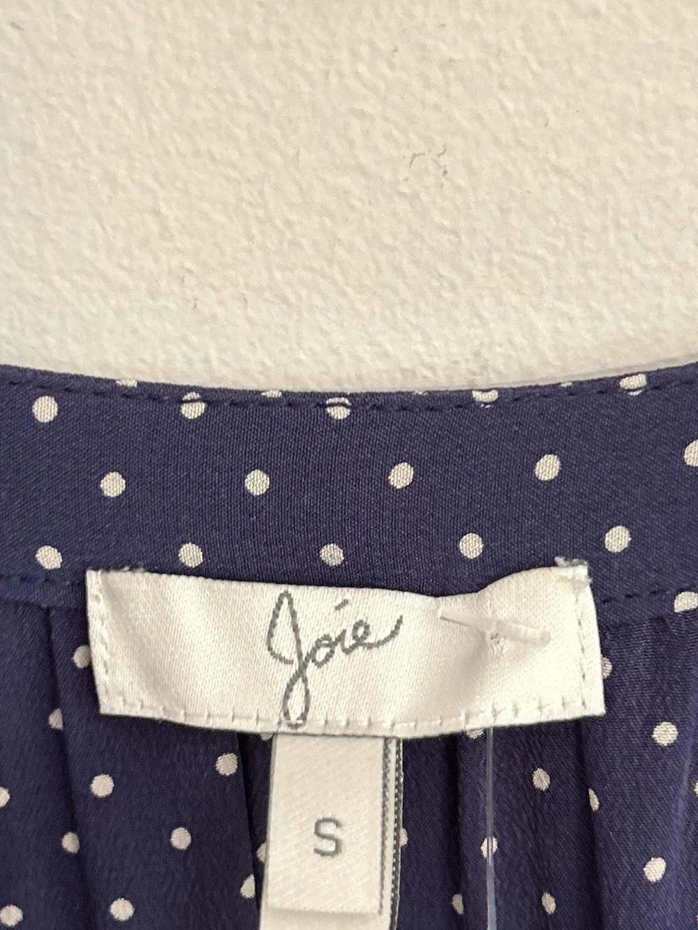 Joie Polka Dot Silk Blouse Navy Blue White V-Neck Long Sleeve Size Small - Picture 8 of 10